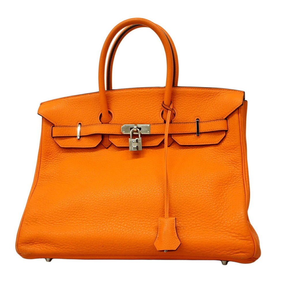 Hermes Birkin 35 handbag, Taurillon Clemence leather, orange, □L stamp, women...